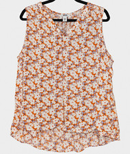 Sonoma Goods For Life Womens Plus 2X Floral V-Neck Sleeveless Rayon Blouse picture