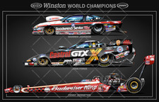 2001 NHRA World Championship Poster Rendering 2 side print 28X18