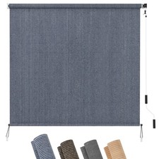 LUCKUP Outdoor Sunshade Patio Shades Roll Up Cordless Outdoor Blind, Blue-Gray picture
