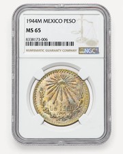 1944 MEXICO Silver PESO NGC MS-65 - 3006 picture