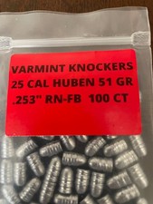 25 CAL HUBEN AMMO 51  GRAIN  SLUG  at .253