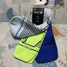 3 Pairs Stance Run Socks FreshTek Infiknit Ultralight Cushion Tab Blue Men's L picture