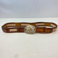 Vtg Irvine Ranch Roundup 1985 Leather Belt and Pewter Buckle picture