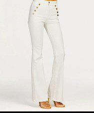 1822 Denim Women’s White High Rise Flared Button-Front Denim Jeans Size 8 picture