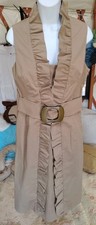 AN ORIGINAL Milly OF NEW YORK Size 8 BROWN BELTED Ruffle Sleeveless Shift Dress picture