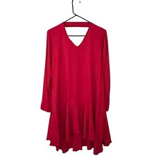 Bel Kazan Anthropologie NWT Women's Long Sleeve Kenya Dress Red M picture