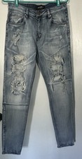 Victorious Men’s Size 32 Light Wash Distressed Ripped Skinny Jeans Stretch picture