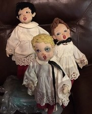 Antq/Vntg Artist Cloth Dolls Rowdy”Choir Boys”1938 Norman Rockwell Magazine Pic. picture