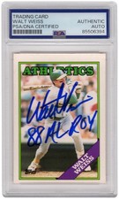 Walt Weiss Signed 1988 Topps Traded Rookie Card #126T w/88 AL ROY -(PSA Slabbed) picture