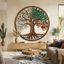 Tree of Life Metal Wall Art, Four Seasons Tree Decor, Rustic Nature Wall Hanging picture