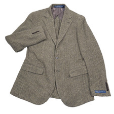Polo Ralph Lauren Soft Herringbone Sport Coat Mens 42R Black Beige Wool Blazer picture
