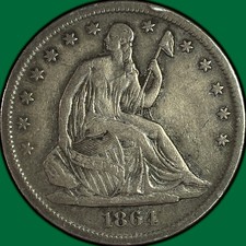1864-S Seated Liberty Half Dollar Near Extremely Fine XF/VF++ Coin #41818 picture