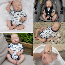 16 Inch Levi Full Body Solid Silicone Reborn Baby Boy Doll Open Mouth Handmade picture