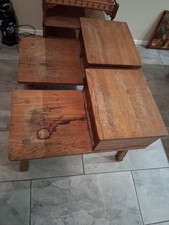 vintage solid oak step end tables, the rustic Ranch Oak furniture by A. Brandt.K picture
