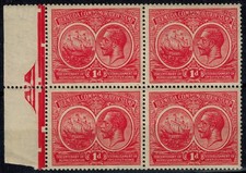 Bermuda 1920 Tercentenary SG 63 1d Carmine Marginal Left Block of 4 MNH picture