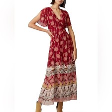 NWT Madewell Tulip-Sleeve Maxi Dress in Tall Sunflowers Size 8 Red, Fall picture