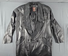 VTG Global Identity Leathers G-III Trench Coat Womens 1X Black Paisley Embossed picture