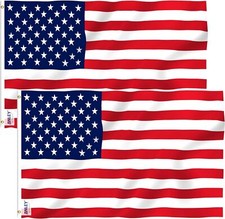 Anley Pack of 2 Fly Breeze 3x5 Foot American US Polyester Flag - USA Flags  picture