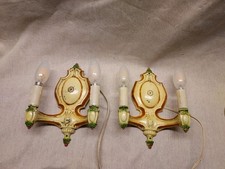 VINTAGE CAST METAL WALL LIGHTING SCONES ORIGINAL PAINT ALL NEW WIRING + 4 BULBS  picture
