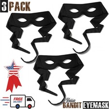 3Pack Black Zorro Eyemask Bandit Burglar Bank Robber Superhero Halloween Eyemask picture