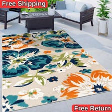 Rugshop Indoor Outdoor Rugs Bergamo Contemporary Floral Outdoor Carpet Patio Rug picture