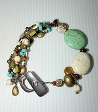 VTG Sterling Silver Silpada B1992 Retired Turquoise Coral Multi-Strand Bracelet picture