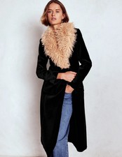 Boden Fur Tipped Coat in Black Size 8 (NWT) picture