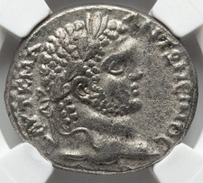 Caracalla 198-217 AD NGC Ch XF HUGE Silver Tetradrachm ANTIOCH Roman Empire Coin picture