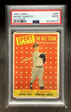 1958 Topps Mickey Mantle All Star #487 PSA 2 Good picture