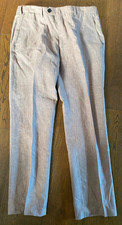 Men's Designer Italian Armani Collezioni Grey Linen Pleated Suit Trousers Pants picture