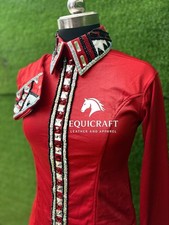 Red Western Show Shirt | Crystal Rhinestone Apparel picture