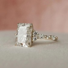 2.22Ct Radiant Cut Lab Created Solitaire Engagement Ring 14K Yellow Gold Plated picture