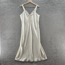 VTG Val Mode Nightgown Womens Large White Satin Lace USA Bridal Slip Lingerie picture