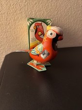 NOS Vintage Jumping Parrot Wind Up Toy - Litho Mechanical Includes Key NIB works picture