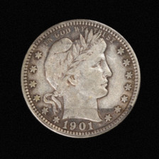 1901-S Barber Liberty Head Quarter As shown in the figure - Very Fine Condition picture