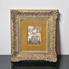 Antique Victorian Ornate Gilt Gesso Deep Portrait Frame Velvet Mat 13x15 picture