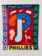 CARTER X MLB Philadelphia Phillies 11x14 Original 1/1 Acrylic CELEBRATE painting picture