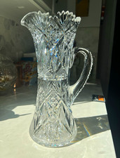 American Brilliant Period cut glass pitcher/jug. Dorflinger 12 inches tall picture
