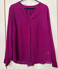 Apt. 9 Women's Purple Sheer Chiffon V-Neck Long Sleeve Blouse XL picture