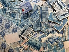 Used/Cancelled Stamps Bulk. All Blue. Variety. Approx 200 (1oz) of Stamps. USPS. picture