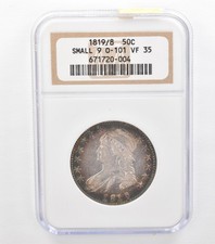 1819/8 Capped Bust Half Dollar Small 9 O-101 VF35 NGC Beautiful Tone *3683 picture