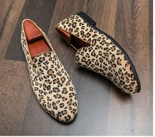 Occident Men's Leopard Print Slip on Round Toe Loafers Casual Formal Club Shoes picture