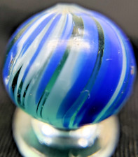 Big 13/16 Early German Onionskin Marble w/ Core Blue Color Glass 1880's #236 picture
