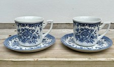 Lot Pair 2 Vintage Royal Staffordshire Avondale Blue Cups & Saucers Cup Saucer picture