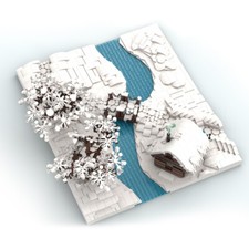MOC: Winter Village HutCottage with Stream and Trees 2451 Parts for Christmas picture