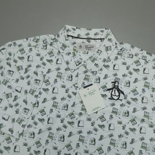 Original Penguin Retro Arcade Novelty Golf Polo Shirt Size XLT Classic Fit White picture
