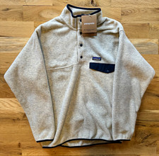Patagonia Synchilla Snap-T Pullover Jacket Mens M Beige Stand-Up Collar Pockets picture