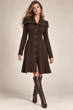 NEW Escada Knit Coat XL Strickmantel  Brown Wool Blend Swarovski Crystal Detail picture
