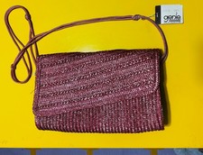 VTG 70s 80s Genie NWT Woven Straw Crossbody Bag Clutch Mauve Pink Hong Kong Made picture