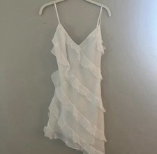 NWT Abercrombie & Fitch Women’s 2XS White Chiffon V-Neck Ruffle Chemise picture